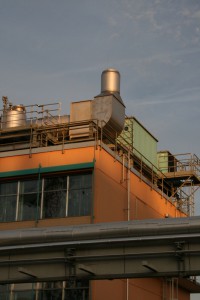Frankfurt Industriebau, Modulbauweise, Luftdichtigkeitsmessung 2007