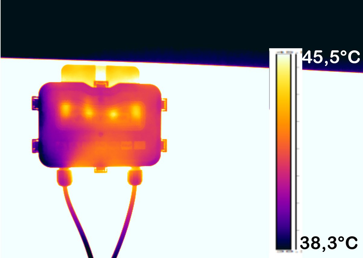 Thermografie einer Anschlußdose eines PV Moduls - Bypasdioden