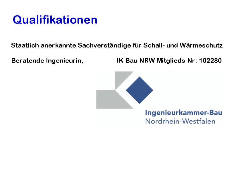 Dipl. Ing. (FH) Sabine Gülker - staatlich anerkannte Sachverständige für Schall- und Wärmeschutz IK Bau NRW